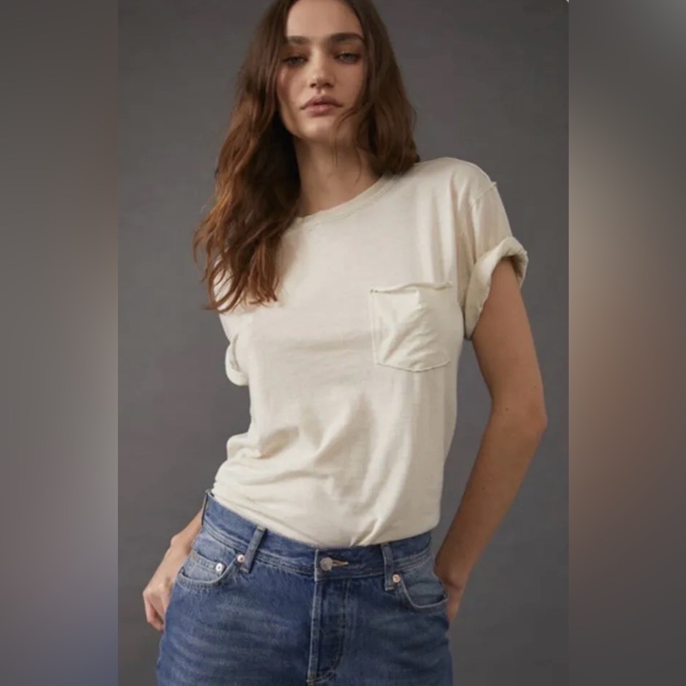 NWT Free People Vella Tee in White Swan Size L